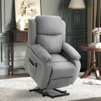 Poltrona Relax Elettrica e Alzapersona Reclinabile fino 160° con Telecomando, in Similpelle - Grigio