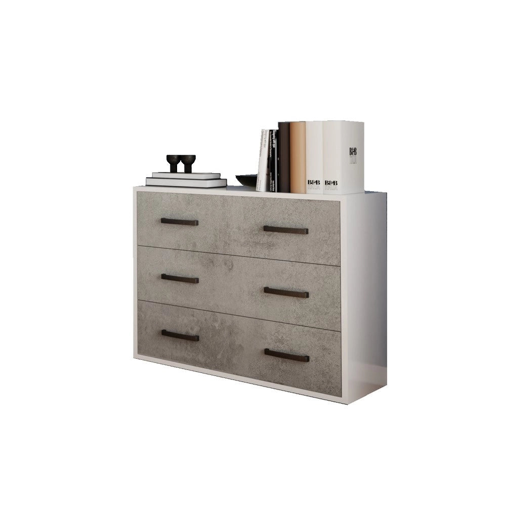 Com da camera con 3 cassetti Cemento in legno nobilitato cm 91x45xh81