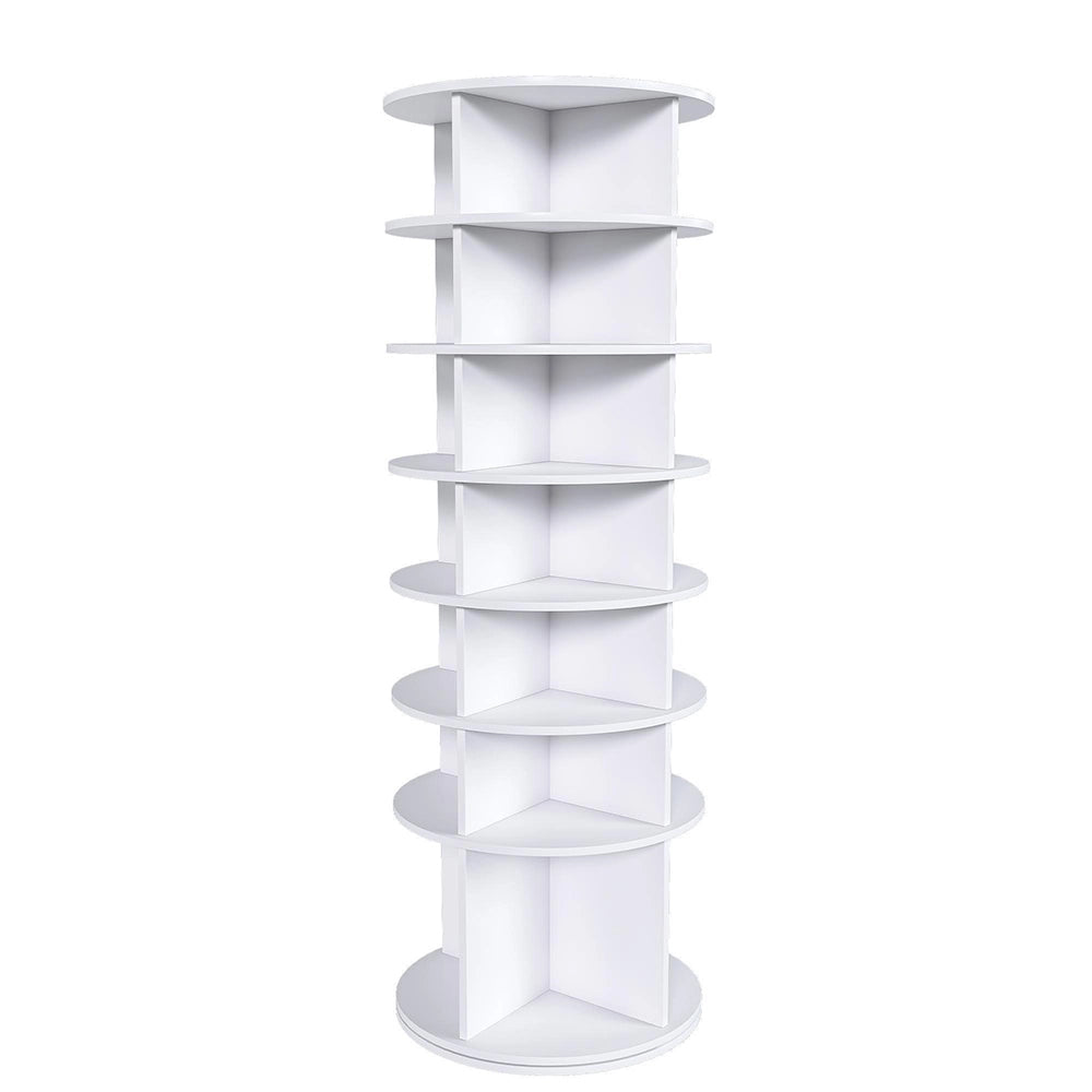 Scarpiera girevole 7 livelli 60x60x184 cm - Xylo - ruota 360°, per 28 paia, base alta per stivali, bianca