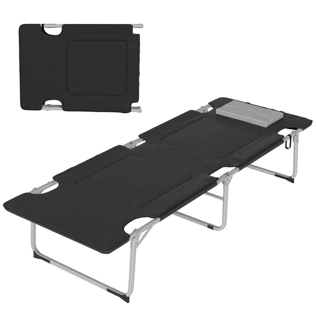 Letto Pieghevole Camping con Cuscino ¨C zephmum ¨C Nero 183x66x33 cm
