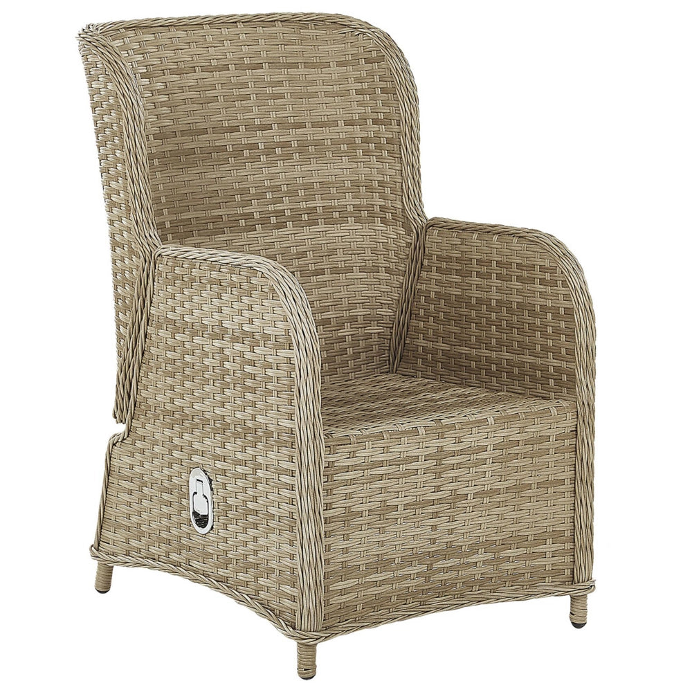 Set da esterno 2 cuscini beige con struttura alluminio rattan sintetico e poliestere Tavolo vetro temperato ripiano reclinabile tradizionale