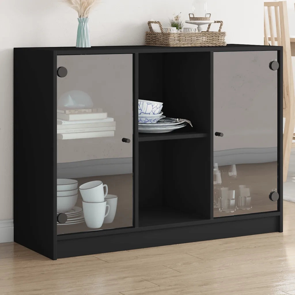 Credenza Nero 102x37x75,5 cm in Legno Multistrato 3295872