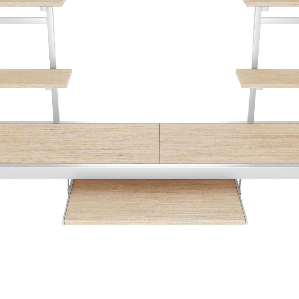 Letto a soppalco 90x200 cm con scrivania e 2 librerie bianco