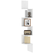 Libreria angolare a muro 5 livelli ¨C zephmum ¨C bianco 20x20x126 cm