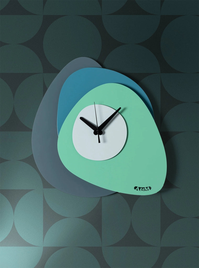 Orologio di design minimal Grease Petrolio,blu oltremare,verde acqua,cenere