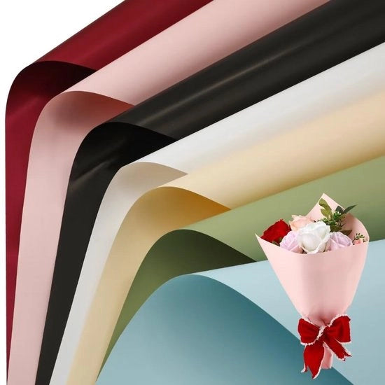 Papier per confezione fiori impermeabile - 21 fogli - 7 colori - finitura liscia - 56 x 56 cm - confezione per fiori