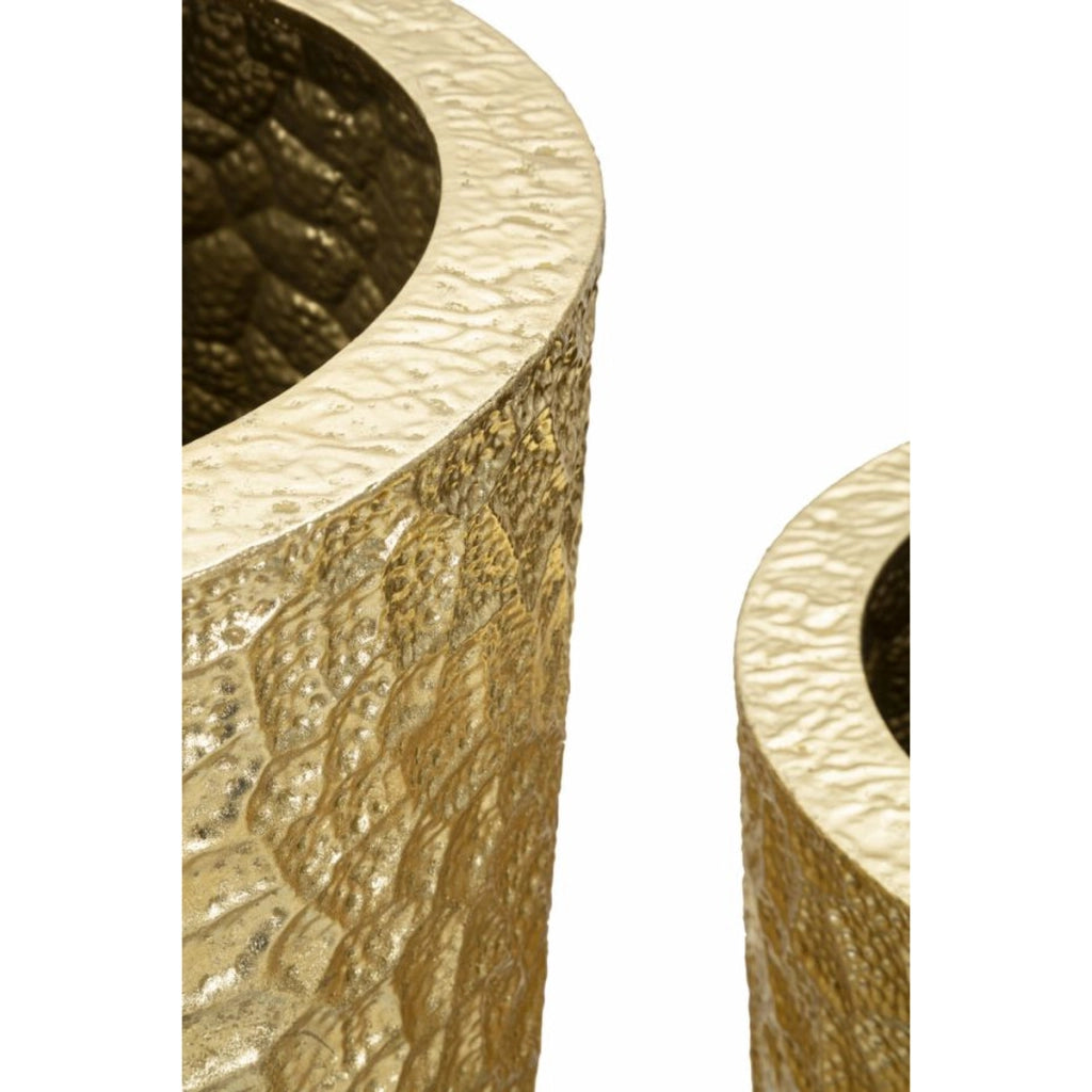 Set di 3 Vasi Decorativi VKH419, Oro, Metallo, 50,8x50,8x114,9 cm