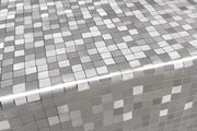 Tovaglia Cucina Antimacchia 140x400 Cm Metallizzata Lucida Plastificata Copritavolo Quadretti Grigi