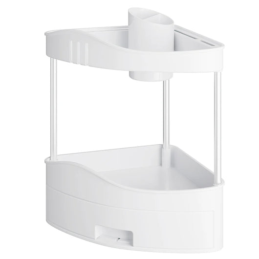 Scaffalatura Angolare 2Ripiani 1Cassetto Unità di Mensole Cucina Bagno Multiuso Bianco