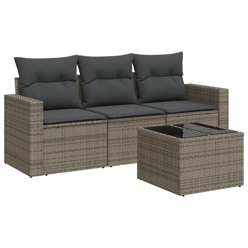 Set Divani da Giardino 4 pz con Cuscini in Polyrattan Grigio 3251007