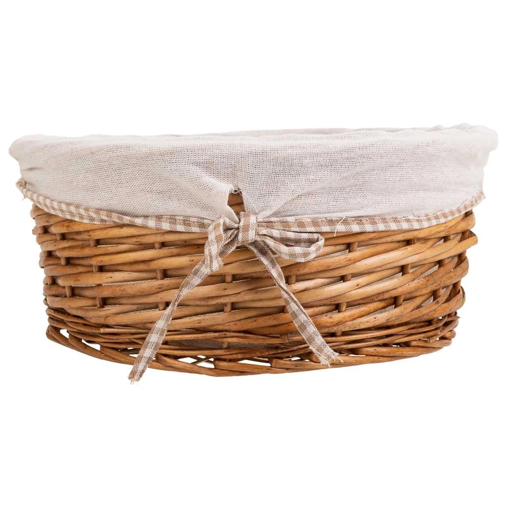 Set di 3 cestini in vimini foderati marroni
