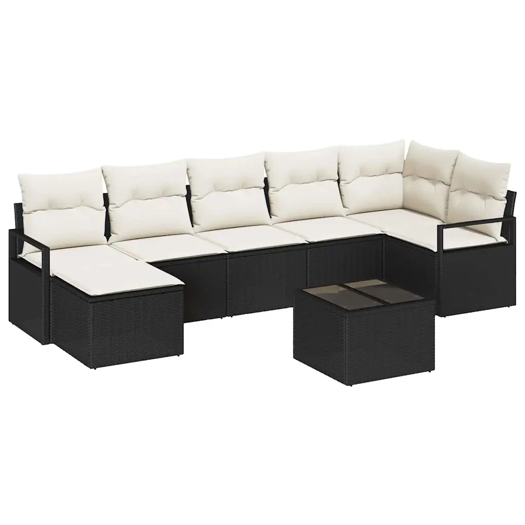 Set di divani con cuscino 8 pcs Nero polyrattan