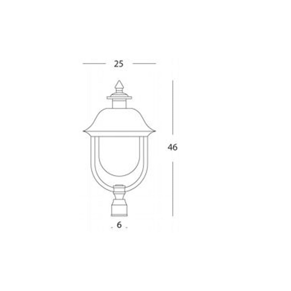 Testa Palo A 1 Luce E27Rustica In Alluminio Grigio Rame E Termoplastica Rustica