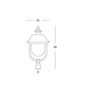 Testa Palo A 1 Luce E27Rustica In Alluminio Grigio Rame E Termoplastica Rustica