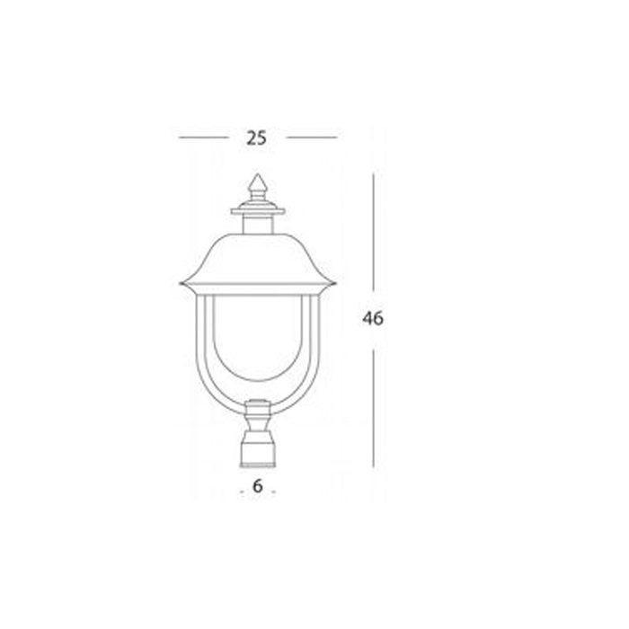 Testa Palo A 1 Luce E27Rustica In Alluminio Grigio Rame E Termoplastica Rustica