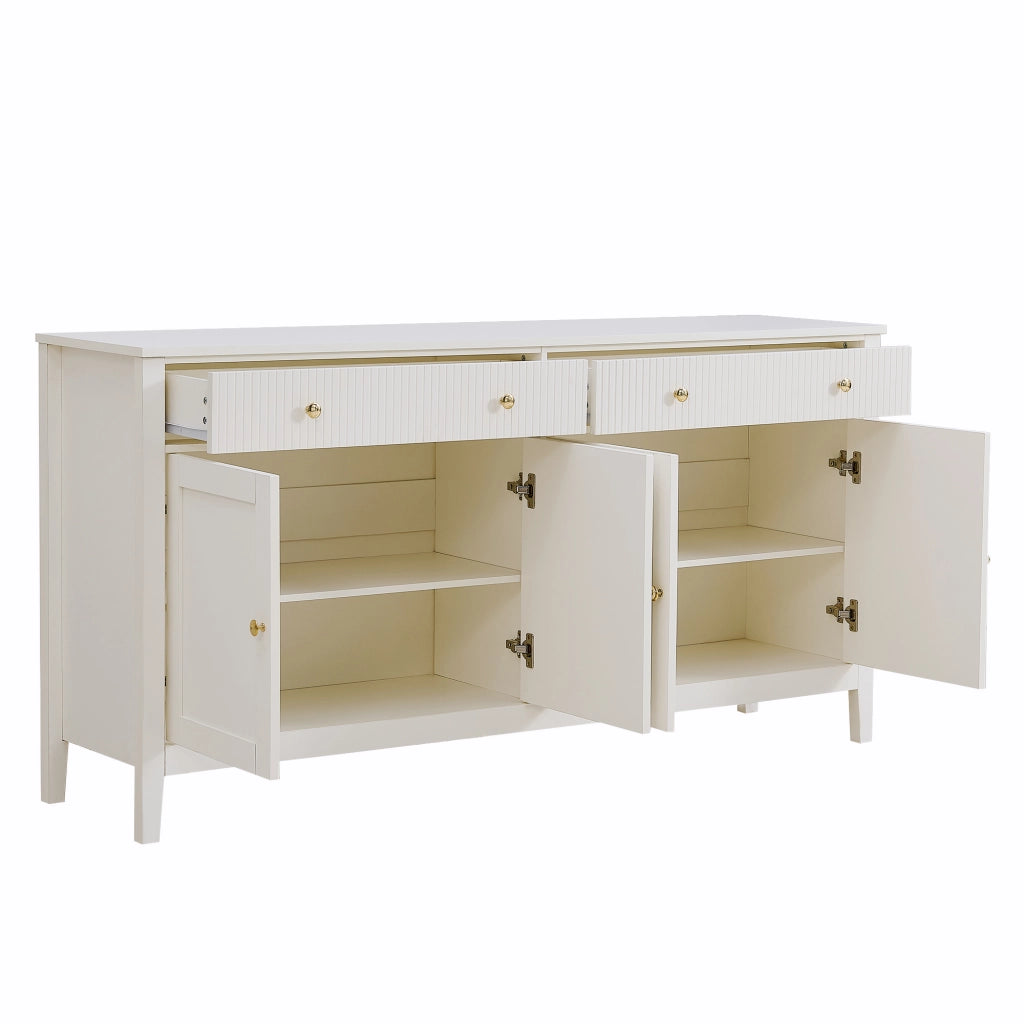 Credenza con 2 cassetti e 4 ante - per soggiorno - in MDF - 160x40x82 cm - bianco