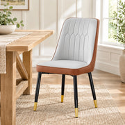 Sedie da pranzo in PU bicolore con gambe in metallo