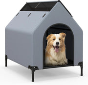 Casetta per Cani, Letto Rialzato per Cani con Copertura Rimovibile ed Impermeabile e Finestre Ventilate, Cuccia Cane Esterno ed Interno Taglia Piccola/Media/Grande (64 x 91 x 86 cm)