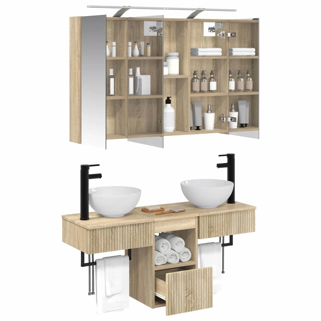 Set di Armadi da Bagno 4 pcs Rovere Sonoma 100 x 14,5 x 70 cm 3406257