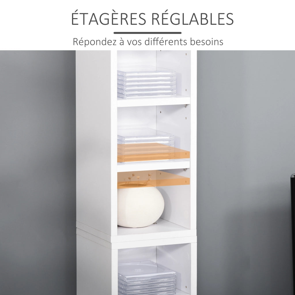 Armadio da parete per CD e DVD ¨C zephmum ¨C 6 + 6 compartimenti 21x22.5x88.5 cm bianco