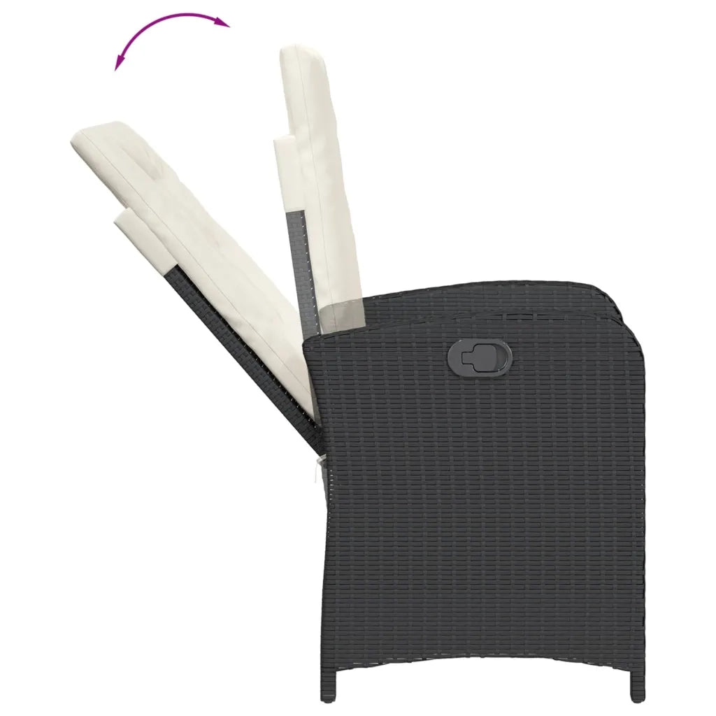 Set da Bistrò 3 pz con Cuscini Nero in Polyrattan
