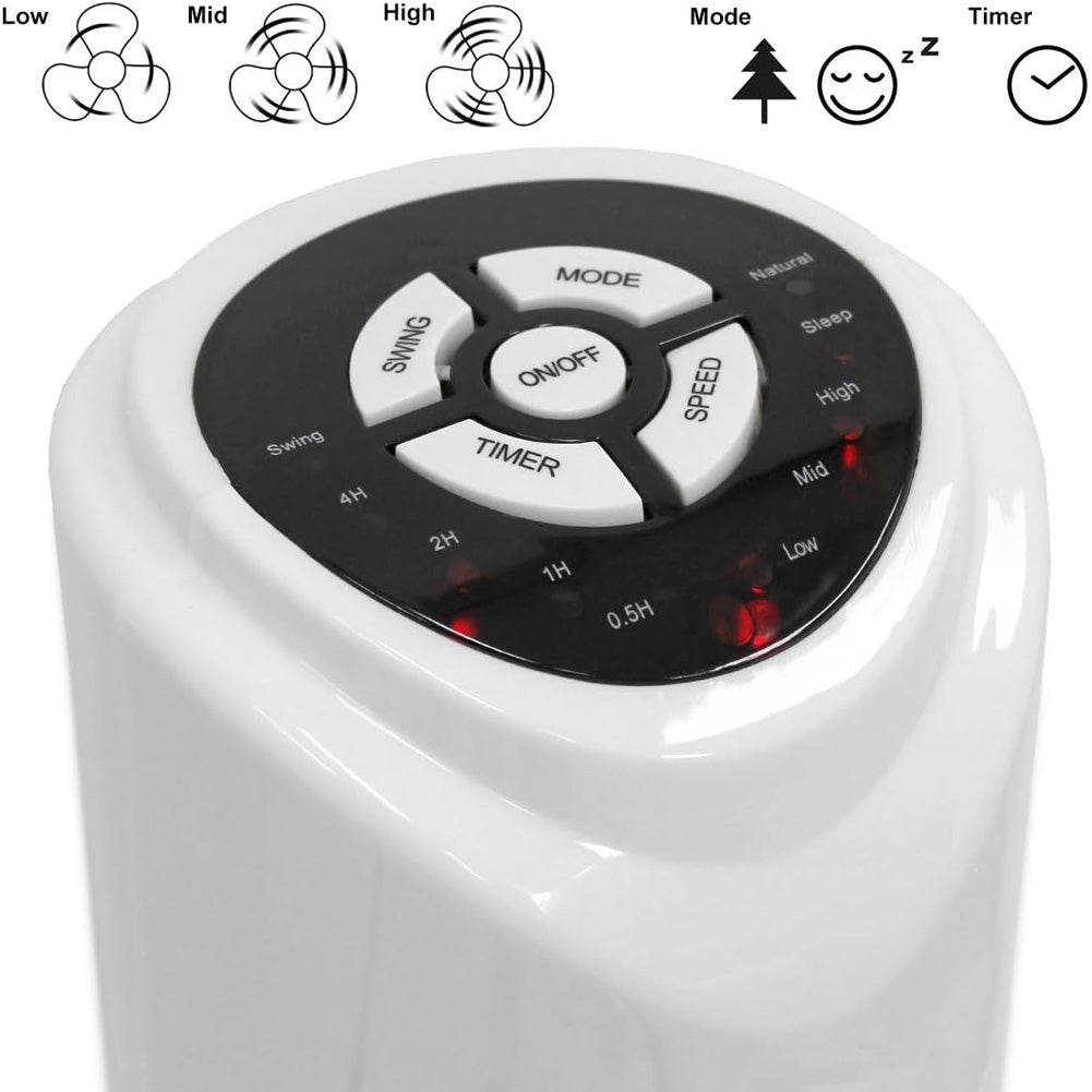 Ventilatore a Torre 80 cm silenzioso Oscillante 3 Velocità 45W con Telecomando