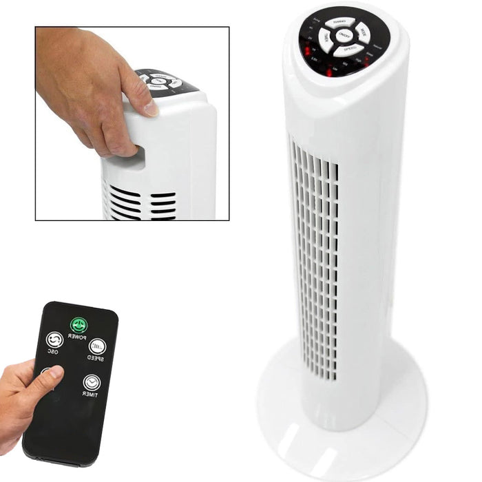 Ventilatore a Torre 80 cm silenzioso Oscillante 3 Velocità 45W con Telecomando