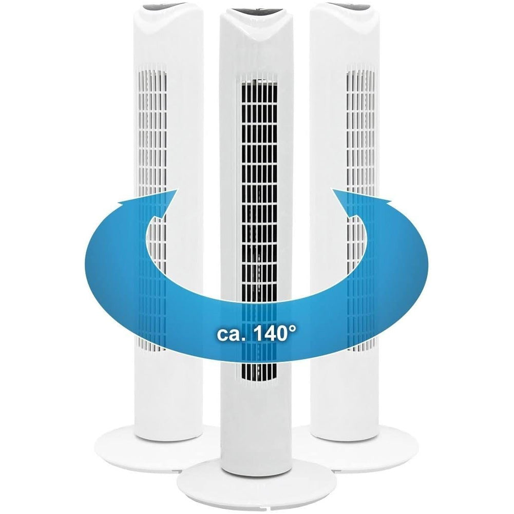 Ventilatore a Torre 80 cm silenzioso Oscillante 3 Velocità 45W con Telecomando