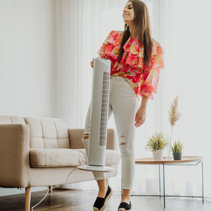 Ventilatore a Torre 80 cm silenzioso Oscillante 3 Velocità 45W con Telecomando