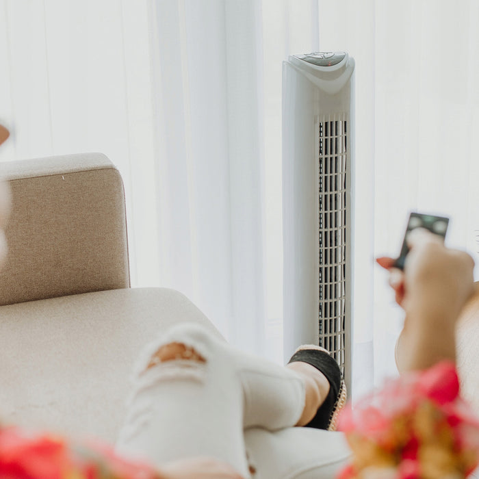 Ventilatore a Torre 80 cm silenzioso Oscillante 3 Velocità 45W con Telecomando
