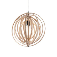 Sospensione Industrial-Minimal Disco Legno Marrone 1 Luce E27