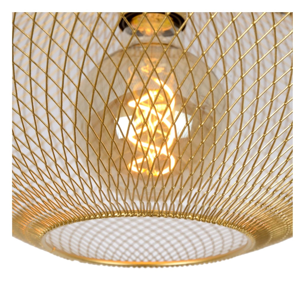 Plafoniera in ottone industriale Mesh E27 40W Lucide