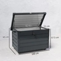 Baule da Esterno da 295L con Serratura e 2 Maniglie, in Acciaio Zincato, 120x62x66 cm, Grigio Scuro