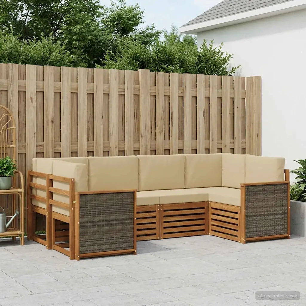 Set divano sezionale con cuscino 5 pcs Naturale 3384769