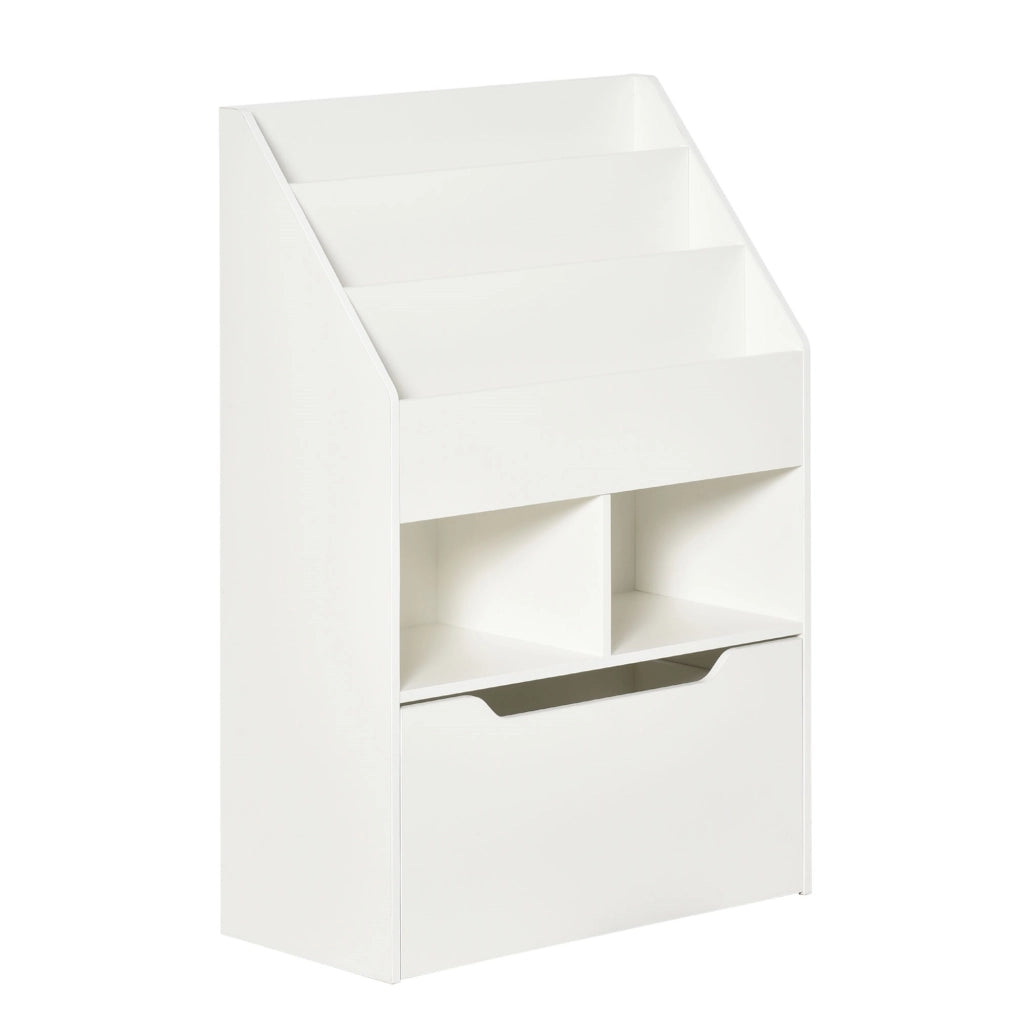 EasyComfort Piccola Libreria per Bambini con Ripiani e Cassetto in MDF, 60x29.9x90cm, Bianco