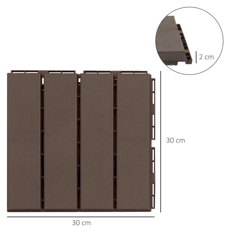 Piastrelle a incastro 30x30 cm marroni in PP riciclato, 9 pezzi