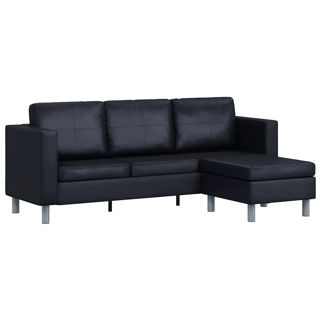 Divano Componibile a 3 Posti in Pelle Artificiale Nero 241979