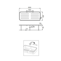 Mensola doccia rettangolare in inox