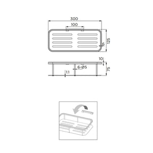 Mensola doccia rettangolare in inox