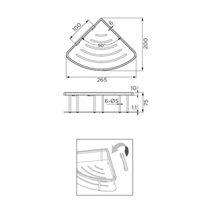 Mensola doccia angolare in inox