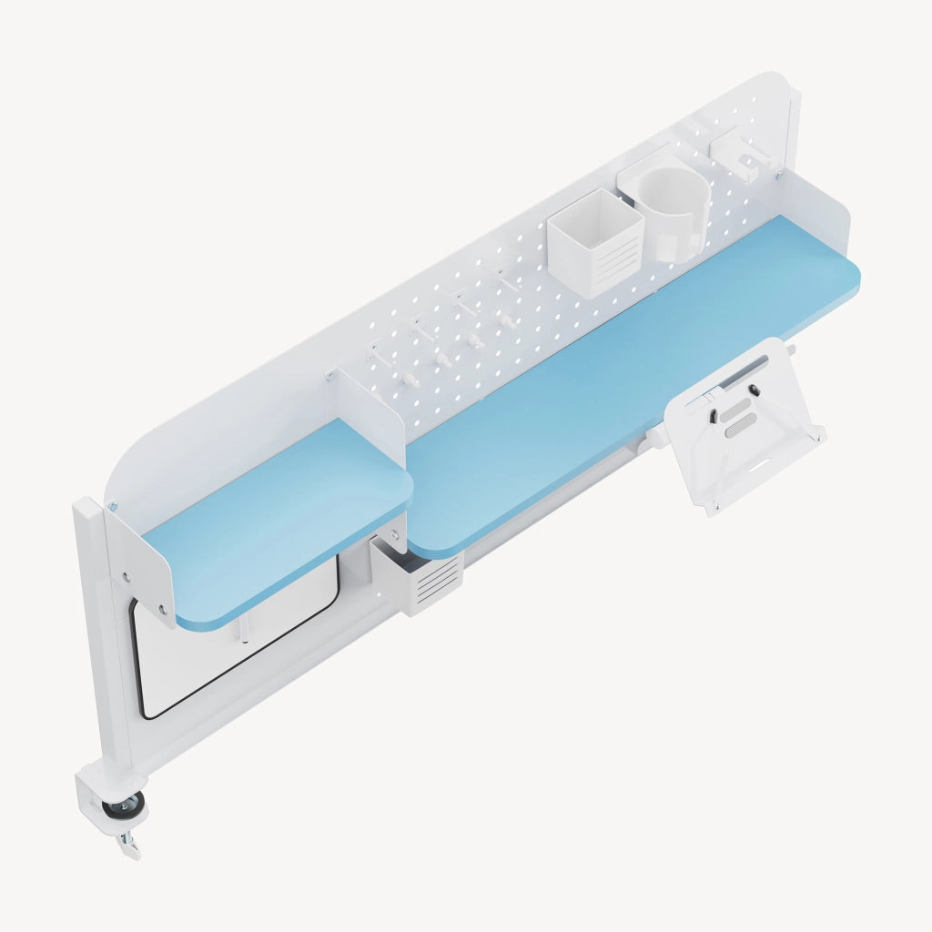 Organizzatore Sauda Pannello Forato da Scrivania con Morsetti 114x68 cm - Bianco/Azzurro [en.casa]