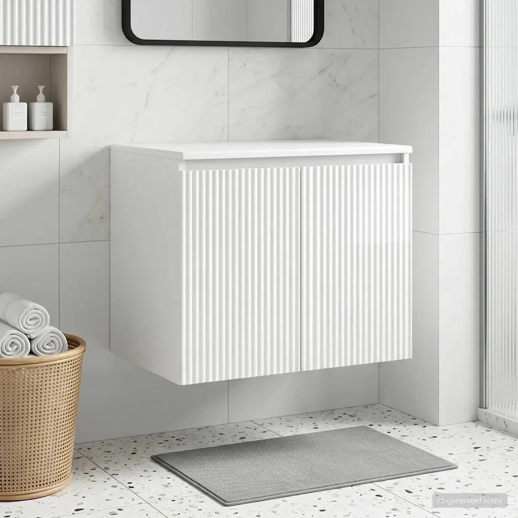 Mobiletto da Bagno a Muro Bianco Lucido 62,5 x 44,5 x 50 cm 890476
