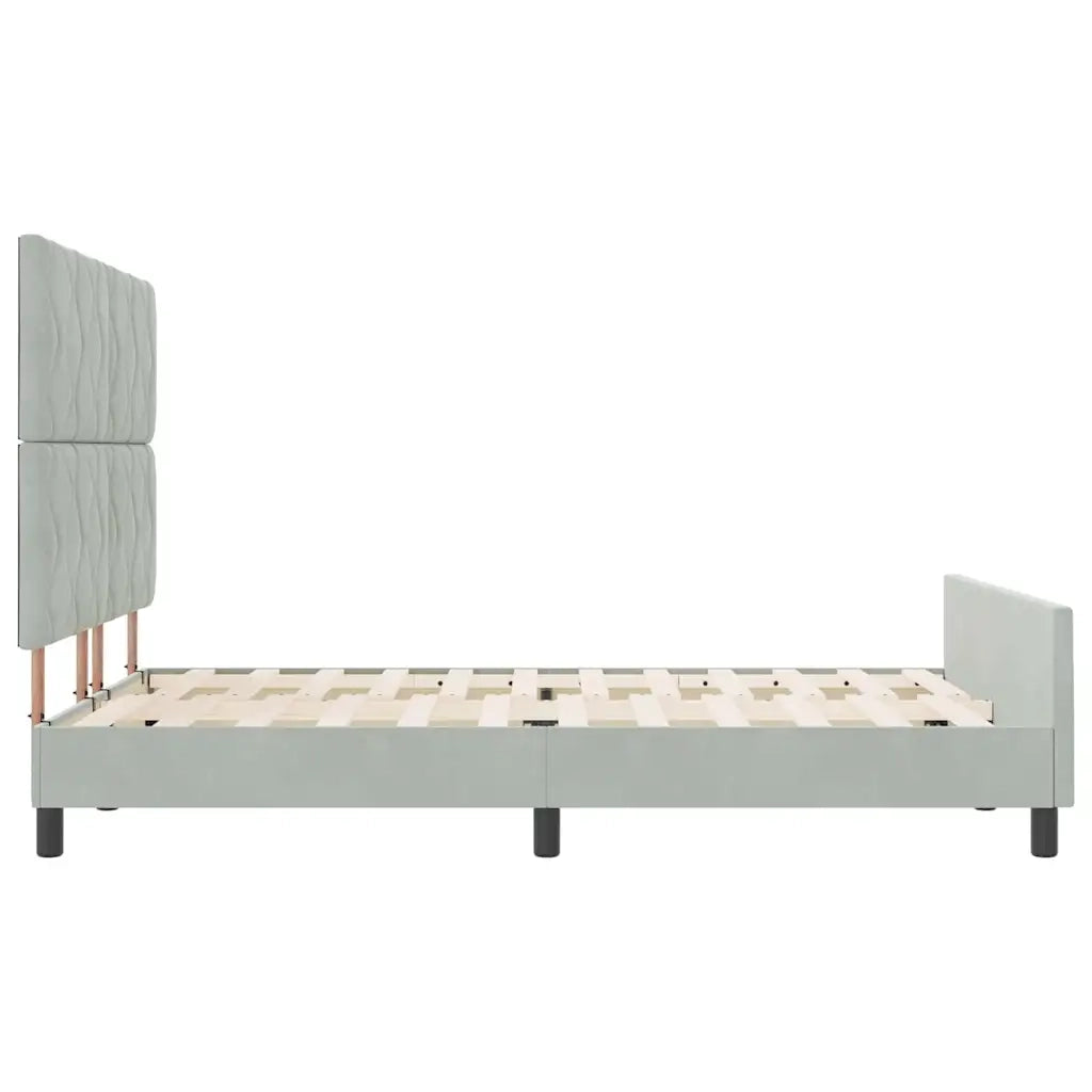 Letto a molle con testiera-Rete con Testiera Grigio chiaro 140 x 190 cm Velluto 684815