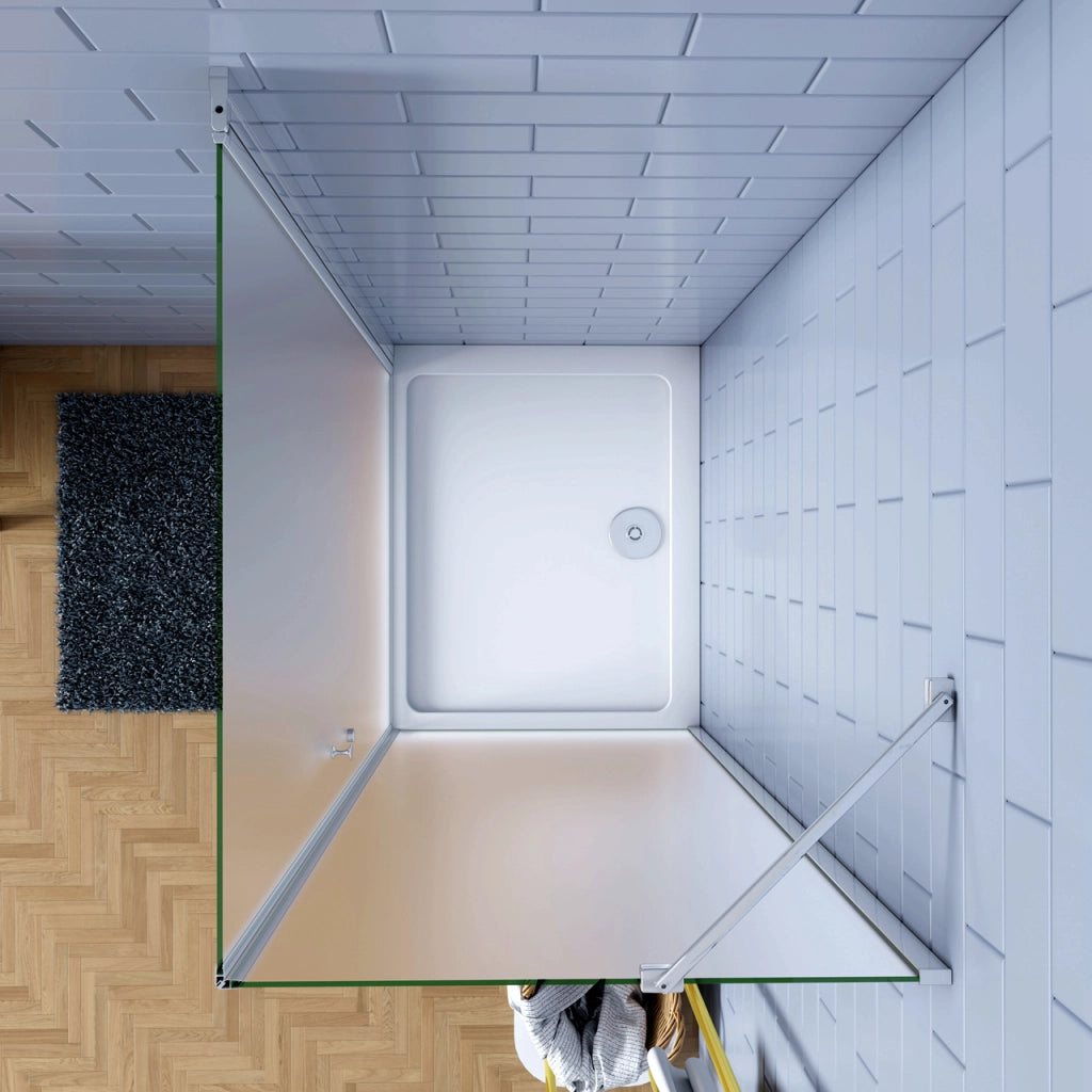 195cm Box Doccia Angolare Porta Battente con Parete Fissa 70x90cm in Vetro Satinato 6mm Anticalcare Irreversibile