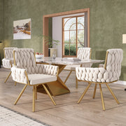 SEDIA Girevole 360° Set da 4 pezzi in velluto beige con braccioli