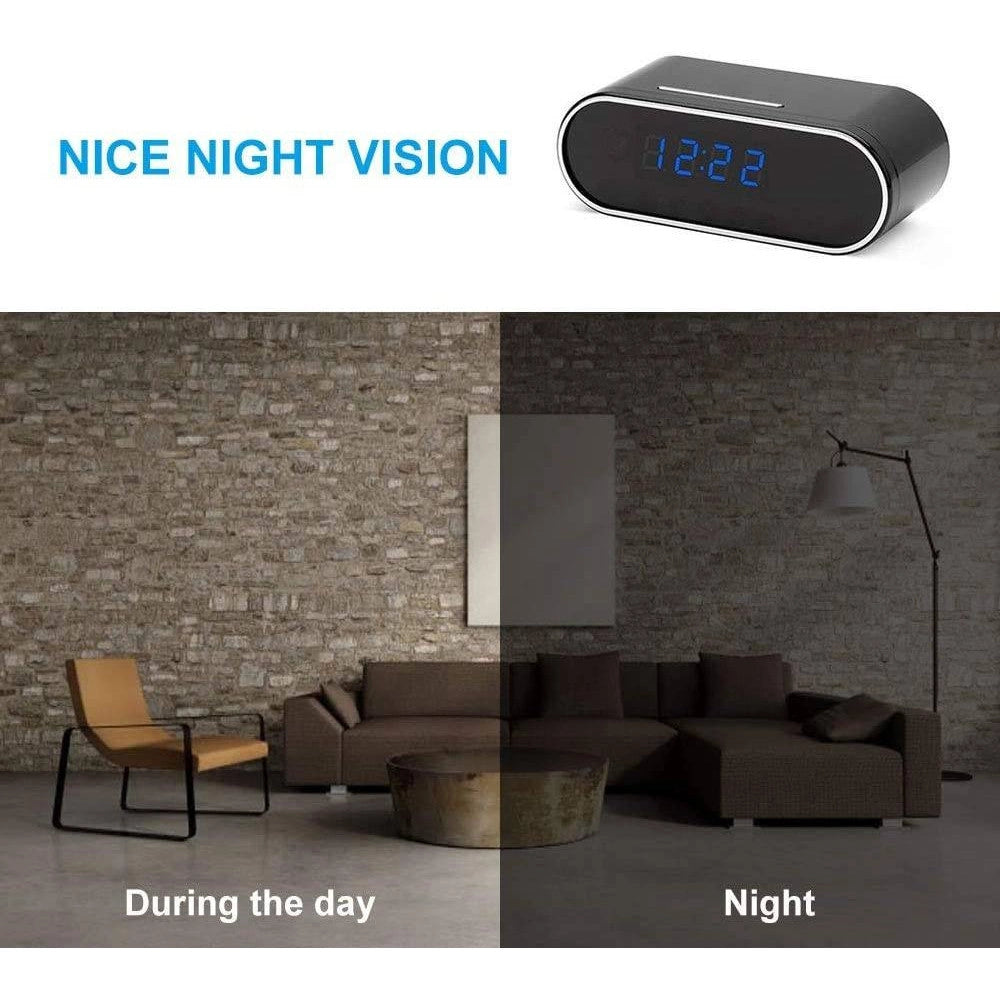 Trade Shop - Sveglia Orologio Con Telecamera Spia Nascosta Con Visione Notturna Sorveglianza -