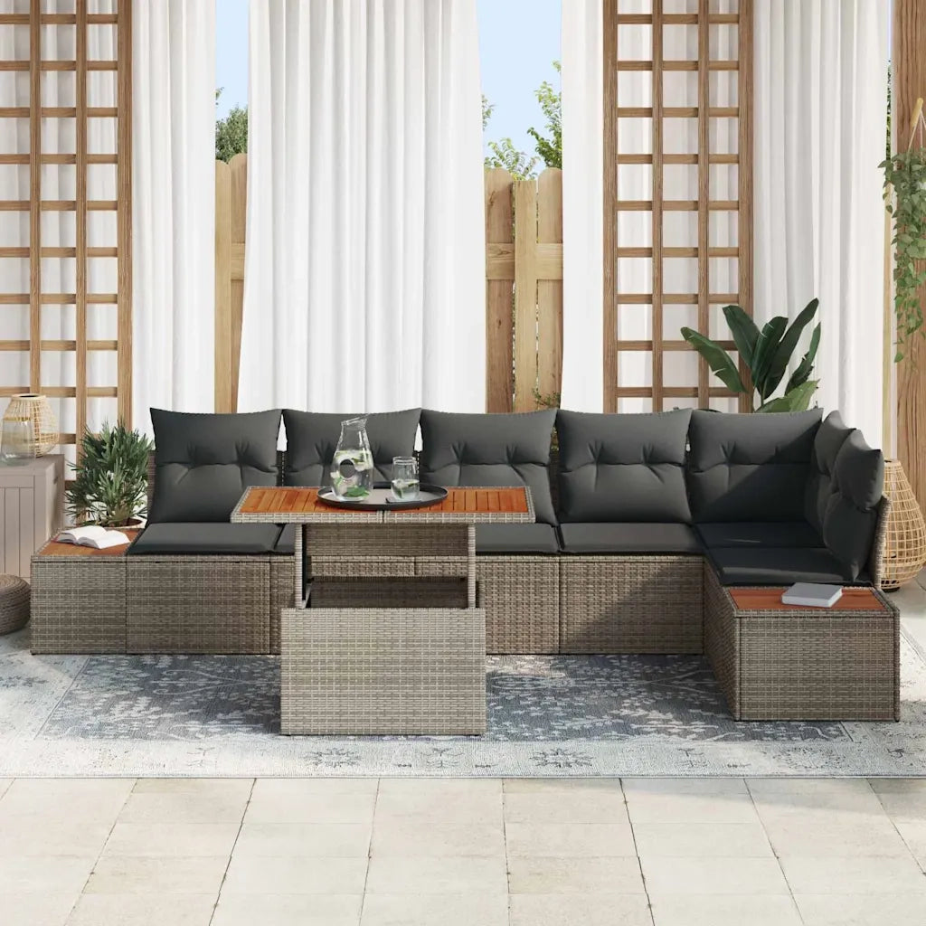 Set Divano da Giardino 7 pcs Grigio Poly Rattan 3358813