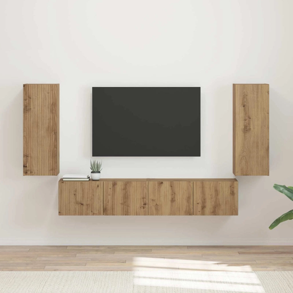 Set di Mobiletto da TV a Parete 4 pcs Rovere artigianale 3408924