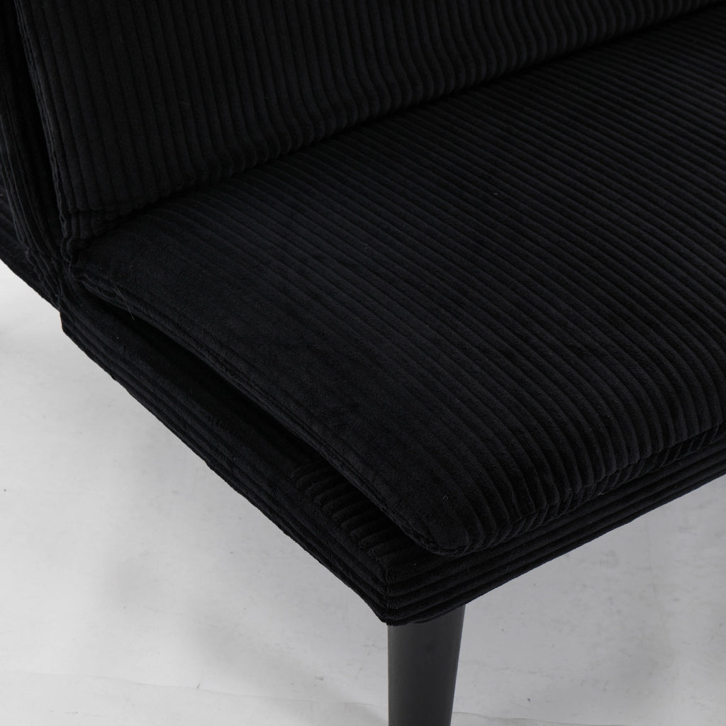 Divano 2 Posti Reclinabile ¨C MINIMAL ¨C Velluto Nero, Struttura in Legno, 106-140-180¡ã