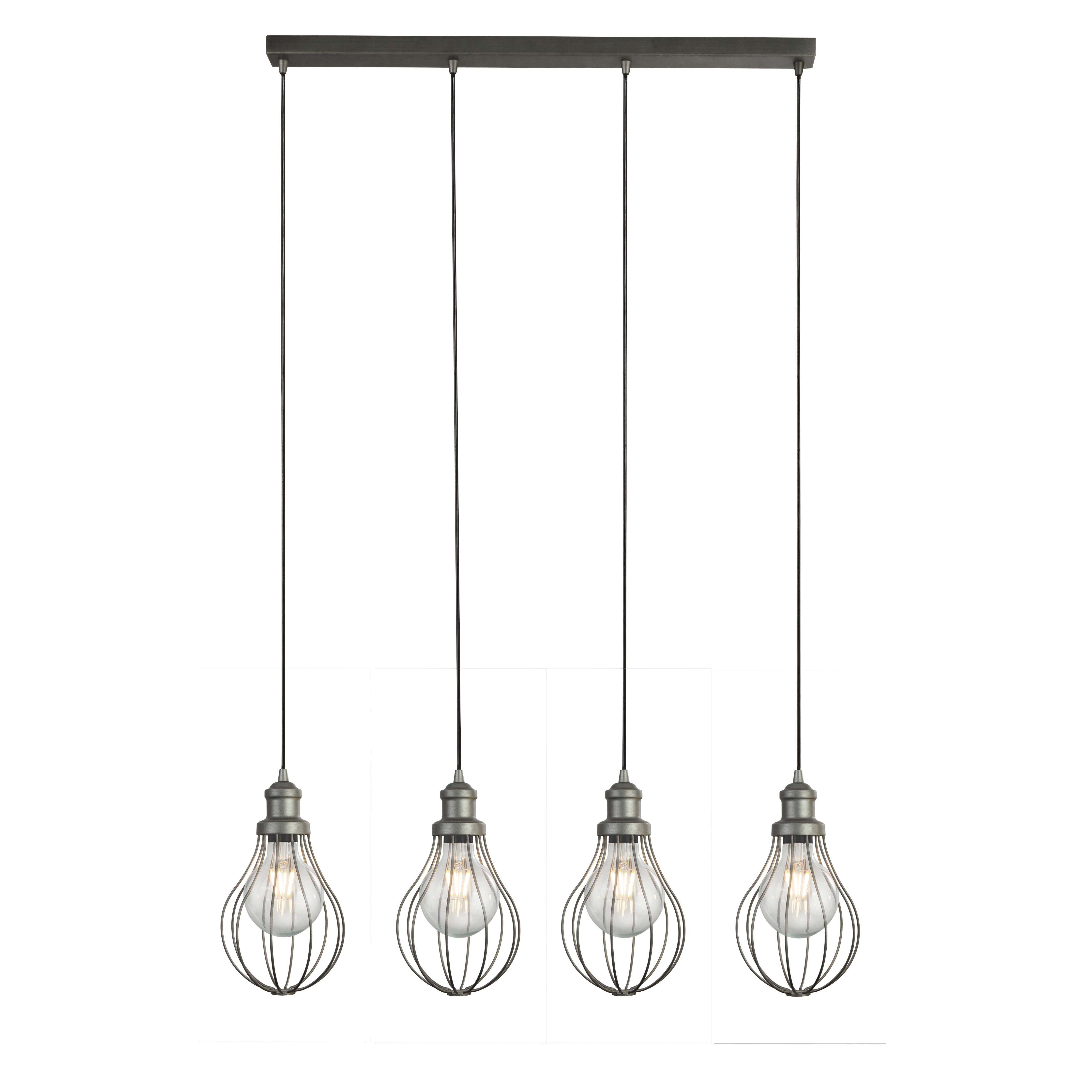 Lampadario Contemporaneo Balloon Acciaio Argento 4 Luci E27